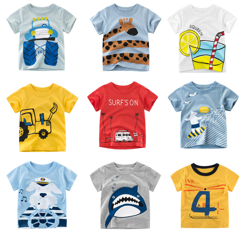 Summer boy's short sleeve T-shirt pure cotton base coat