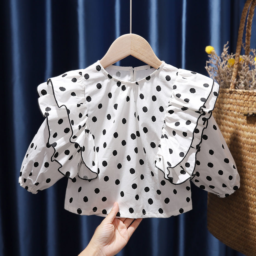 Girls' baby shirt 2020 spring and Autumn New Korean children's fashion wave dot top baby long sleeve shirt fashion