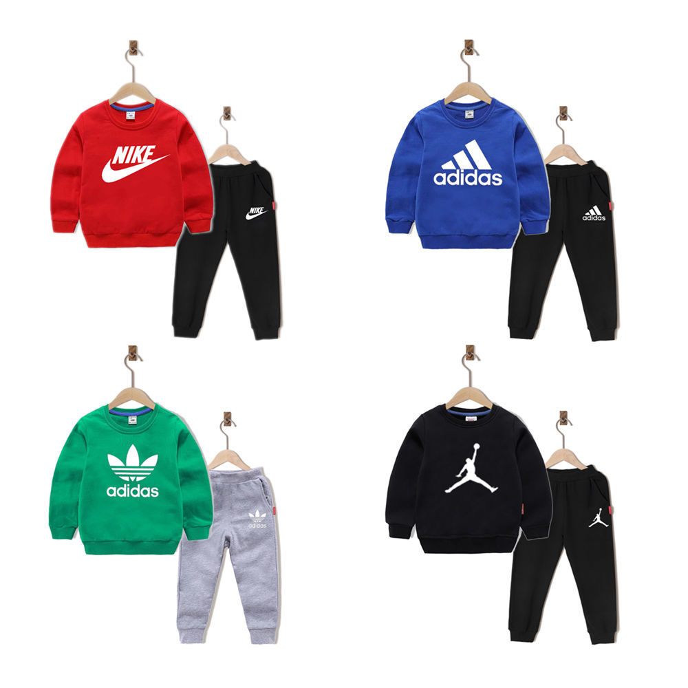 Children's suit men's spring and autumn pure cotton sweatshirt yangqichao brand sportswear long sleeve two piece set for children