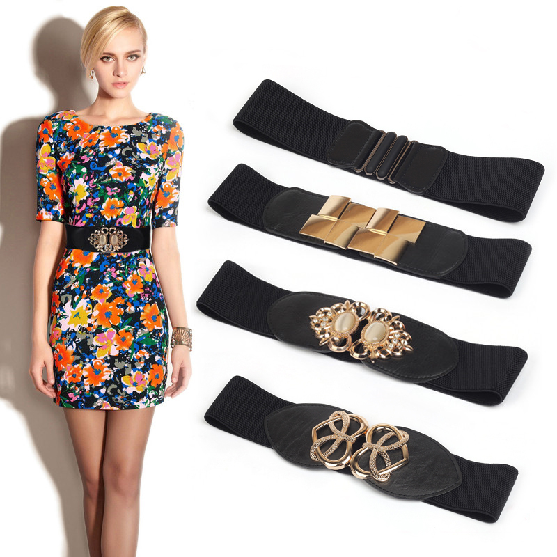 Simple and versatile waist cover dress with Down Jacket wide belt women's Korean fashion youth elastic belt