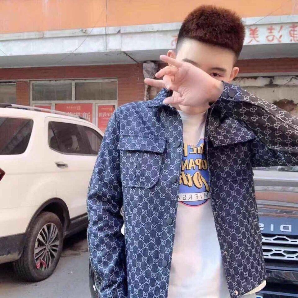 Social spirit boy jacket, men's Kwai net red Wang circle, double G jeans jacket, shirt and men's shirts.