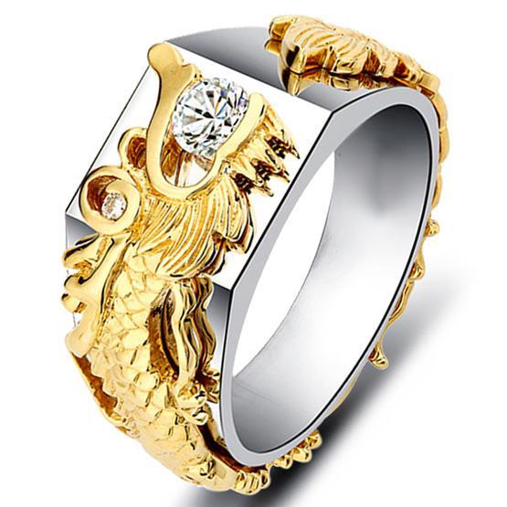 Men's Genuine Moissanite 30 Points Diamond Ring Chinese Dragon Ring Faucet Ring Men's Gold Ring Engraving