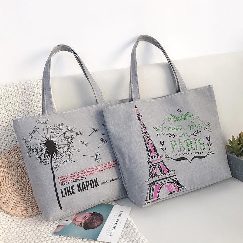 New zipper carrying large bag shopping bag women's environmental coating canvas bag large capacity one shoulder portable bag