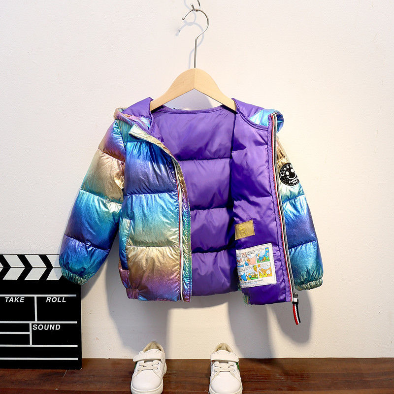 [thickened] white duck down children's down jacket girl boy's foreign style children's clothing bright color short baby coat in autumn and winter