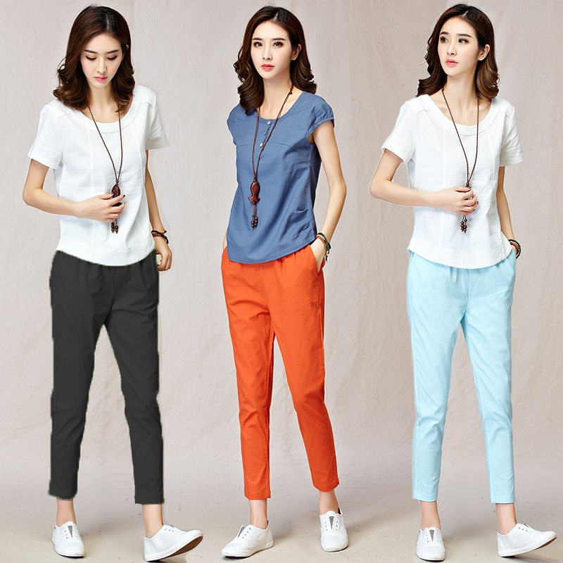 Spring and autumn cotton and hemp women's Capris women 2020 new loose and versatile seven point thin cotton hemp Harun pants casual pants