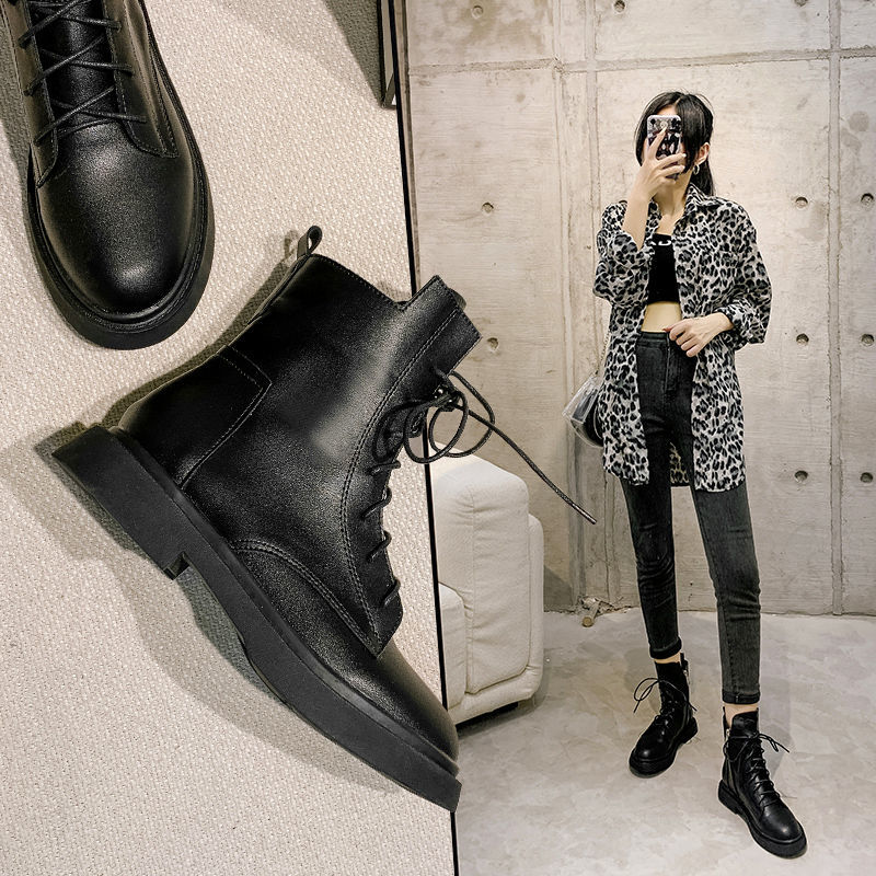 2020 new net red Dr short boots black Martin boots women British style autumn winter plush short boots women fashion