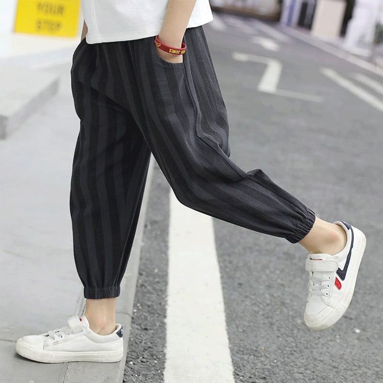 Boys' pants summer cotton linen thin children's mosquito proof pants loose Capris