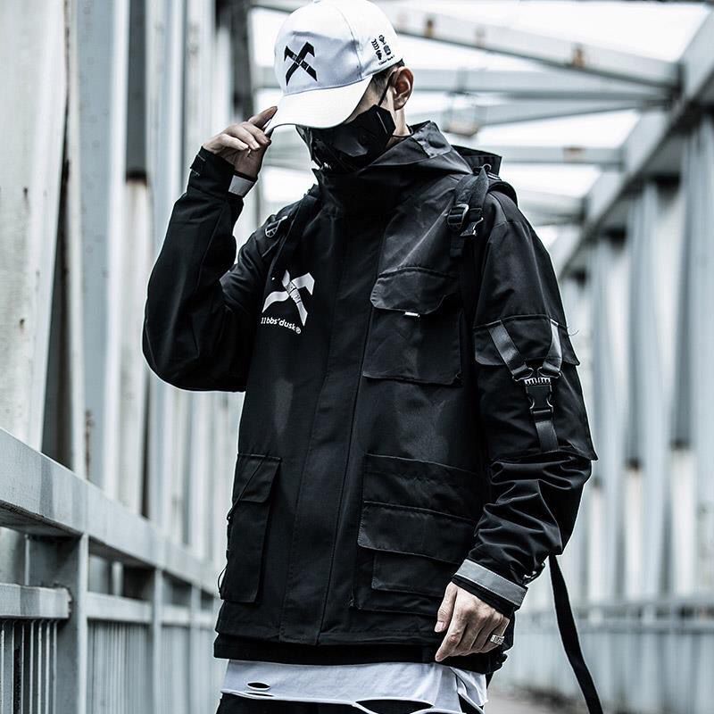 Guochao overalls men's autumn and winter trend hooded fashion brand ins jacket functional wind stormsuit