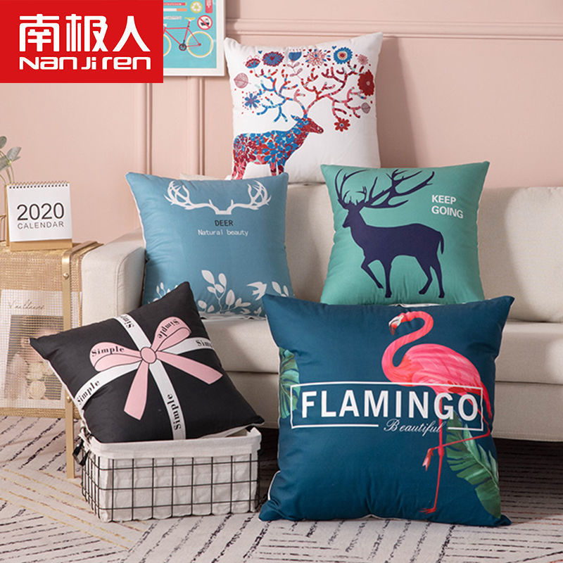 Antarctic cartoon pillow living room sofa cushion cover car office waist protection pillow nap pillow head back cushion