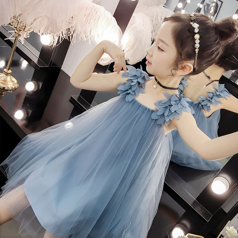 Girl's dress summer net red foreign style mesh sling skirt 2020 new Korean princess skirt long skirt