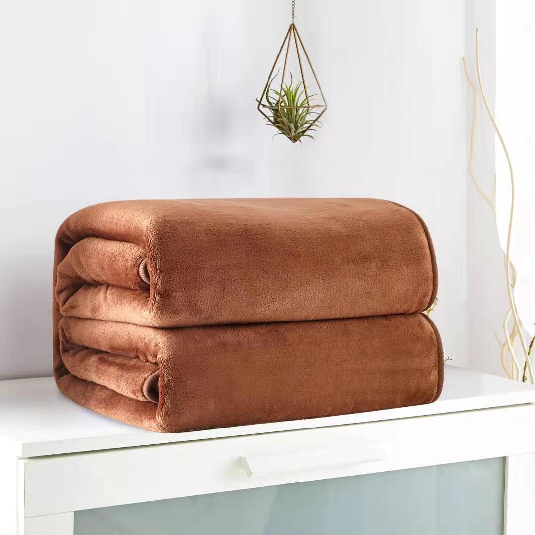 Export thickened double layer warm pure color blanket four seasons bed sheet double gold mink velvet blanket lunch break blanket