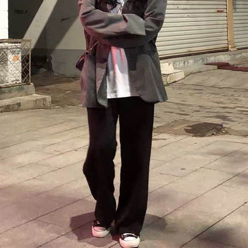 Autumn and winter pants female student Korean loose casual pants are thin, wide leg pants are versatile, drop feeling, floor dragging straight pants are fashionable