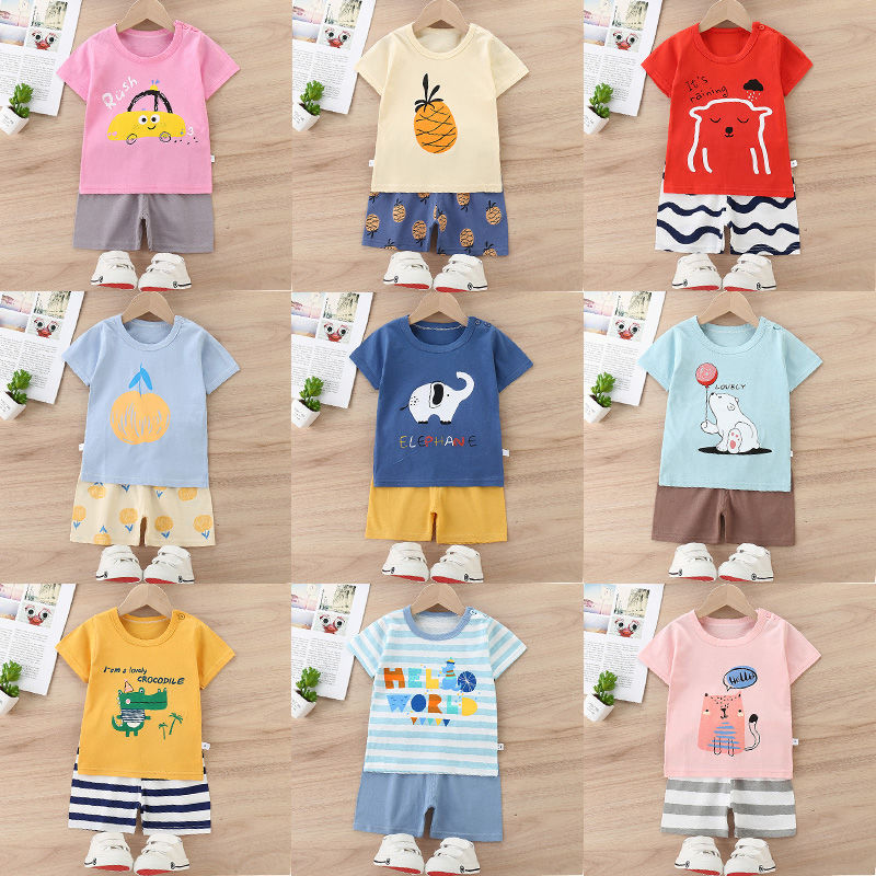 Children's short sleeve suit baby's short sleeve shorts summer children's wear boy's T-shirt girl's half sleeve 0-6 years old baby clothes