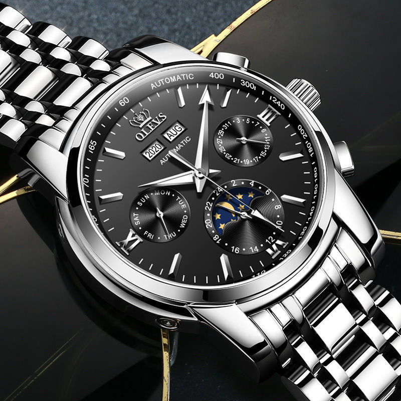 Red and black technology cool waterproof mechanical watch full automatic multi-functional fashion