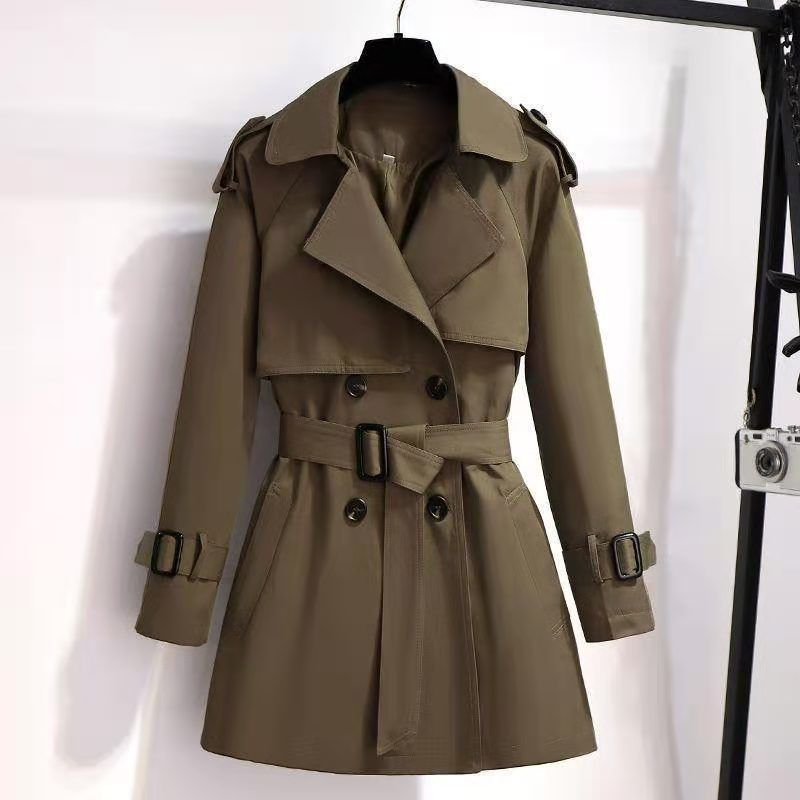 Cotton / no cotton short large windbreaker women's medium and long workwear British style thin winter coat woman