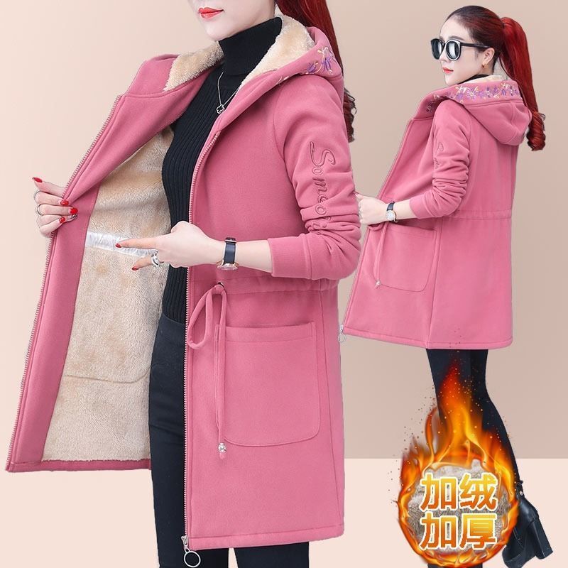 Cashmere thickened lambs Plush coat women 2020 new autumn / winter large size loose medium length cardigan sweater