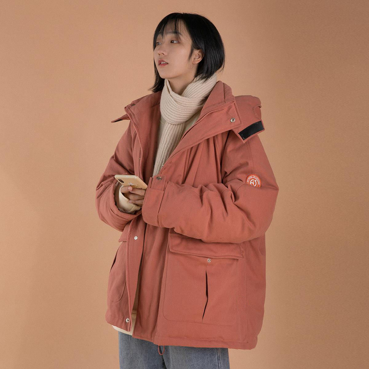 New winter coat women's Korean version loose student cotton padded jacket retro thickened versatile cotton padded clothes BF Harajuku style cotton padded clothes fashion