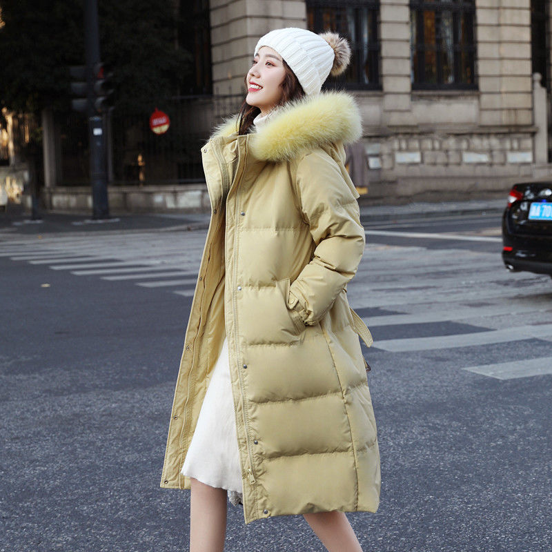 White duck down and down jacket women's middle and long 2020 new winter wear Korean version slim and thickened high grade Fox Fur Collar Coat