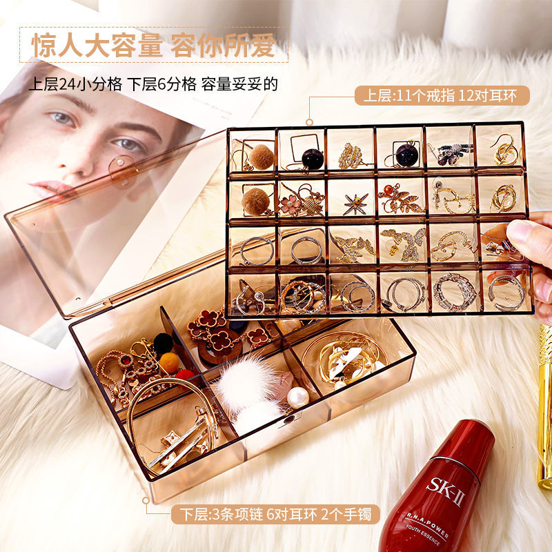Multifunctional jewelry storage dust box storage earrings earrings earrings bracelet necklace rack portable multi compartment display stand