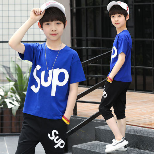 [pure cotton] children's Summer Boys' T-shirt suit Leisure Sports Summer Boys' short sleeve Korean version