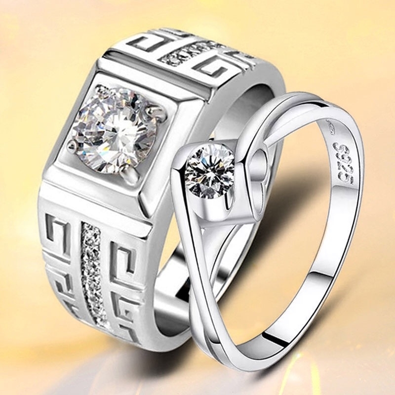925 Sterling Silver couple ring men's and women's diamond ring men's ring ring live ring couple's ring engagement Keepsake