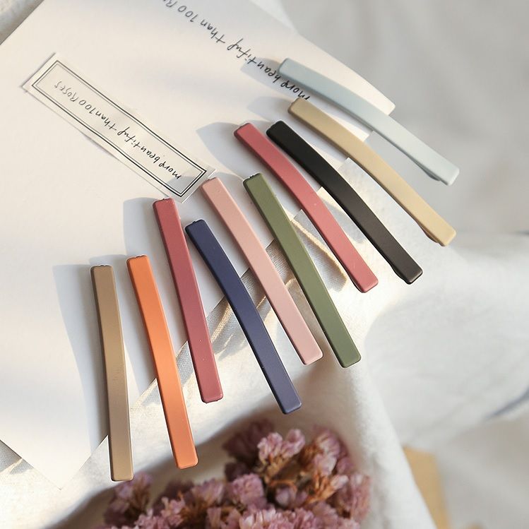 Net red color frosted hair clip, letter clip, Korean version simple Banghai clip, girl Morandi color clip, headdress hairpin