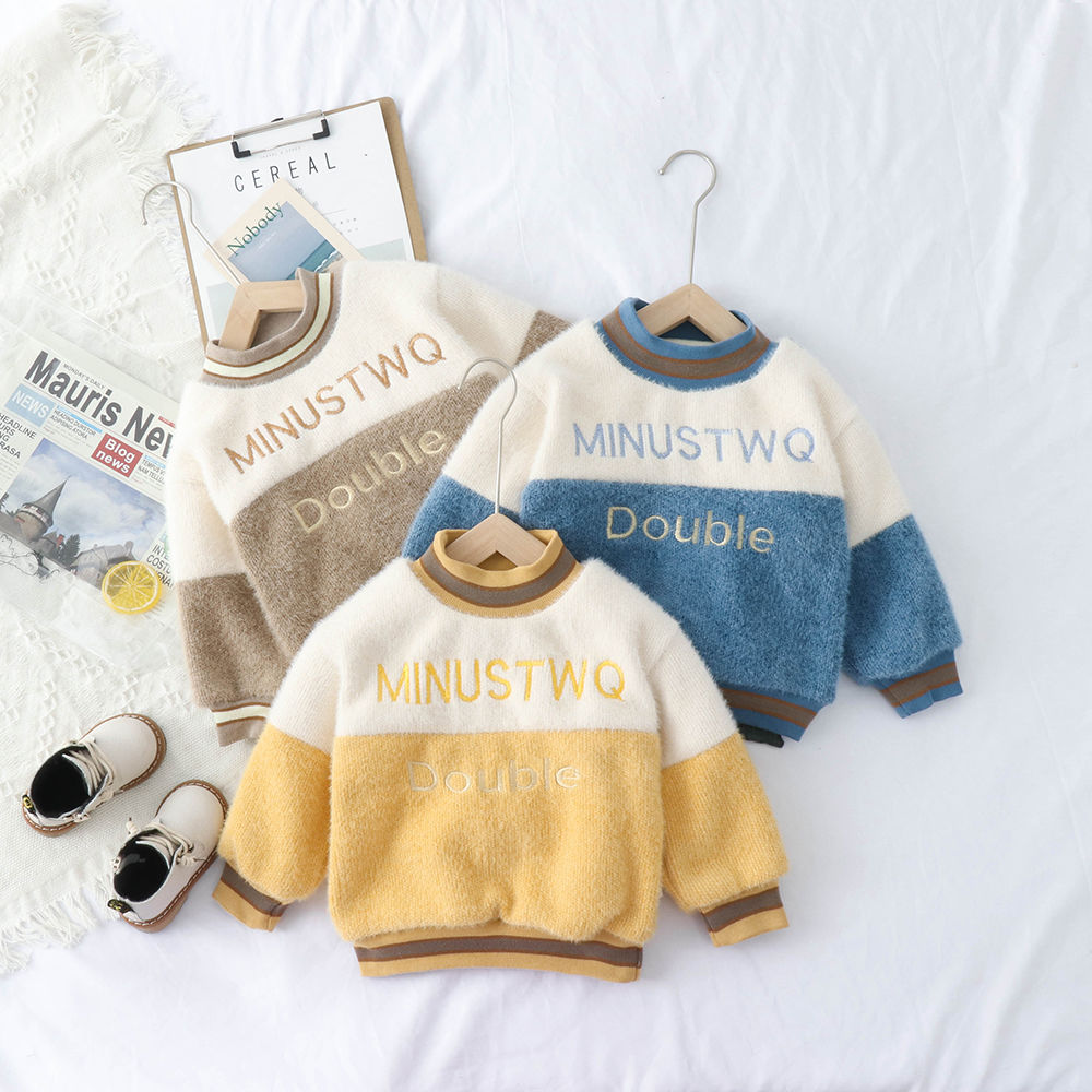 Baby's sweater autumn and winter new boys' winter fashionable coat children's Plush thickened top fashion