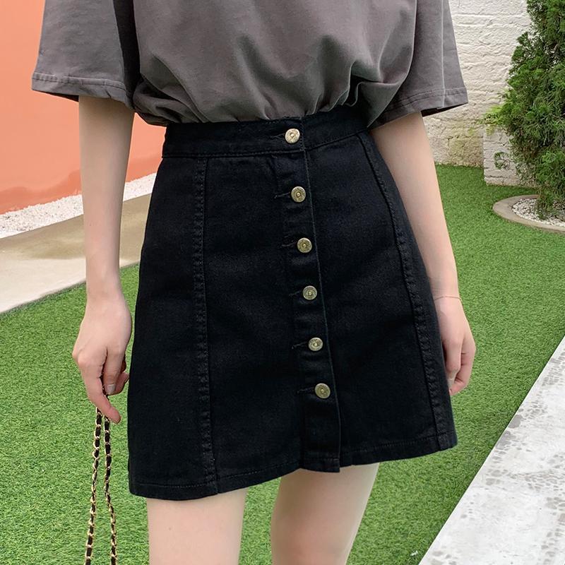 Black denim skirt autumn winter women spring pack hip A-line skirt short skirt women summer 2020 spring and autumn new style