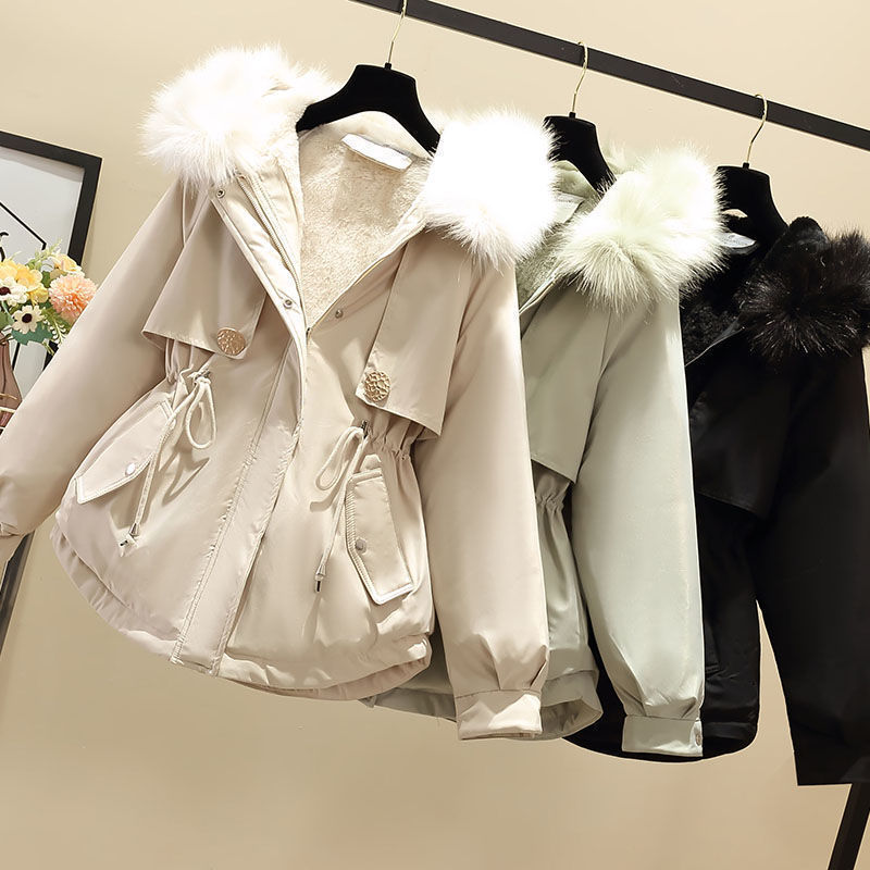 Large women's dress fat sister new style autumn and winter foreign style coat women fashion ins thin and versatile Plush windbreaker [to be delivered within 7 days]
