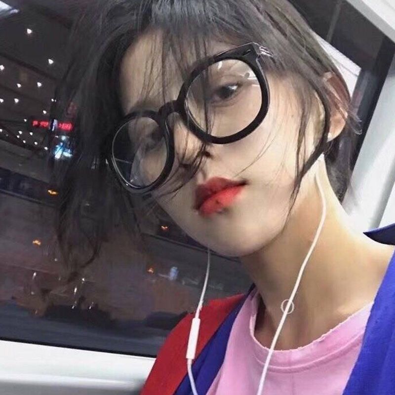 Black frame glasses female GM plain color big frame discoloration prevent blue light radiation black thick frame myopia match degree net red frame