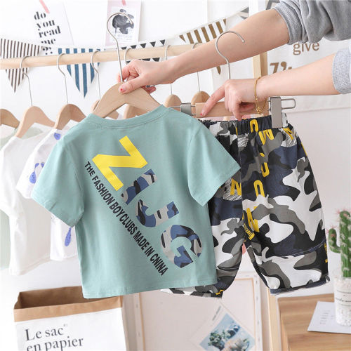 Boys' summer suit new kids' casual short sleeve camouflage suit cool baby summer two piece set