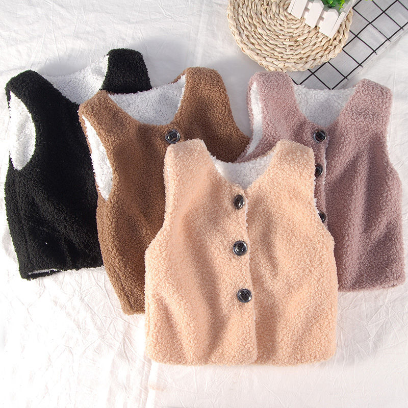 Children's Plush waistcoat autumn and winter baby clothes boys and girls warm vest Teddy velvet children's Vest