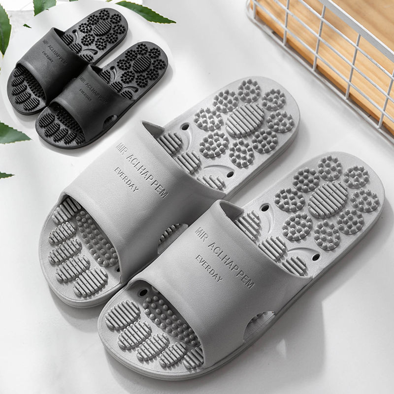 Daily leisure home slippers male Xia household floor wiping dormitory outdoor bathroom antiskid couple cool slippers female Xia