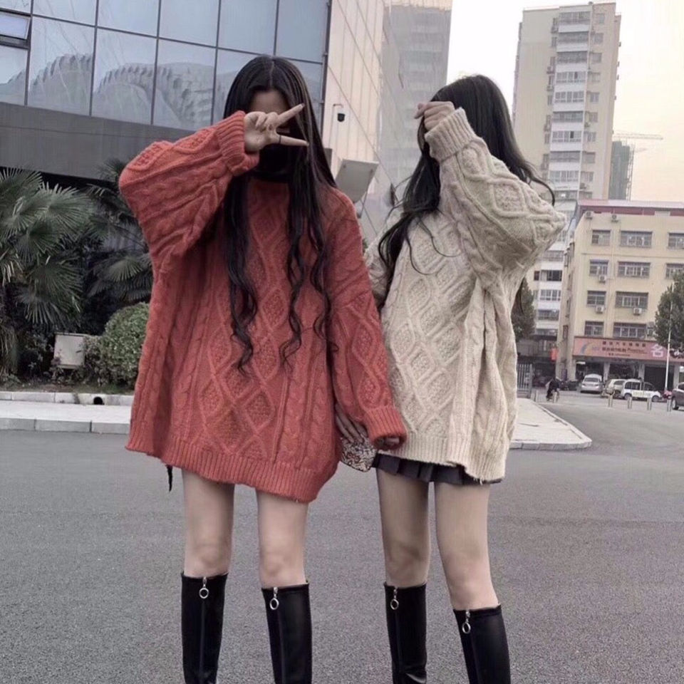 Retro loose Korean thickened medium long wool coat