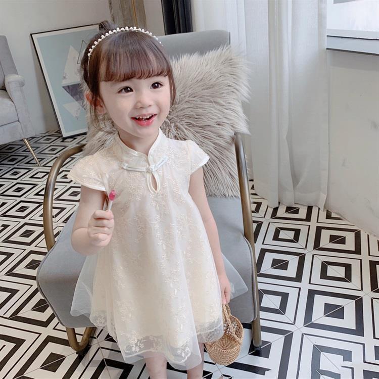 Children's Dress Girls' 2020 new summer Chinese style national retro princess skirt dress children's cheongsam