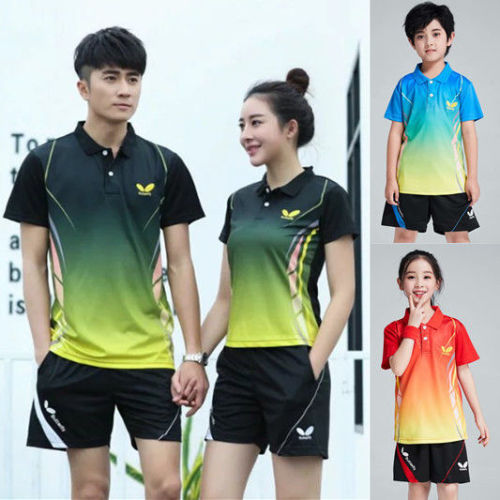 Quick drying table tennis uniform sports suit men's sportswear women's Lapel short sleeve team uniform children's badminton training suit