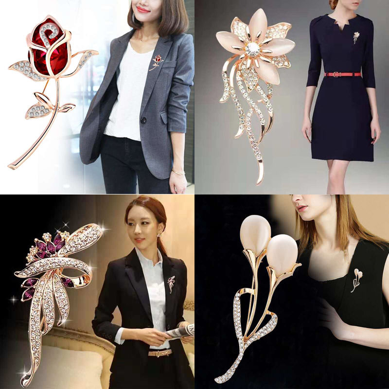 Korean fashion high-grade cat's eye anti light Brooch jacket pin cardigan suit Brooch female Cape button accessories