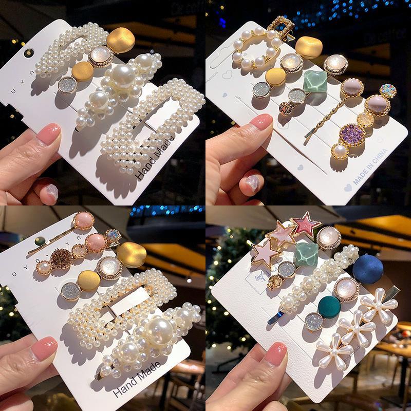 Pearl hairpin women's net red hair clip Mori Xiannu Chaoxian straight clip trim clip temperament hairpin top clip