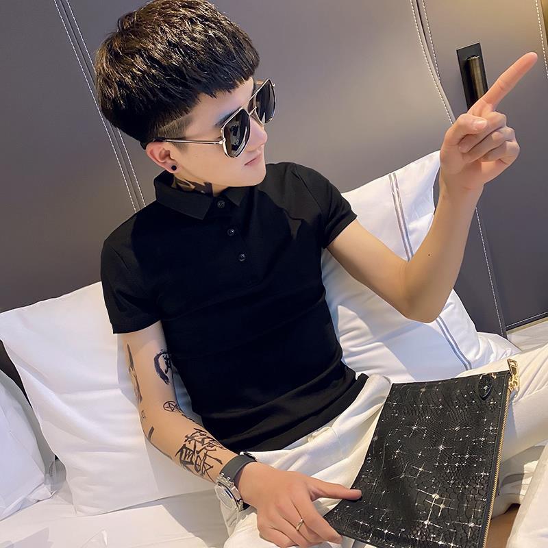 Polo base shirt summer men's short sleeve T-shirt Fashion Net turn over collar social Boy Slim Fit half sleeve versatile solid color
