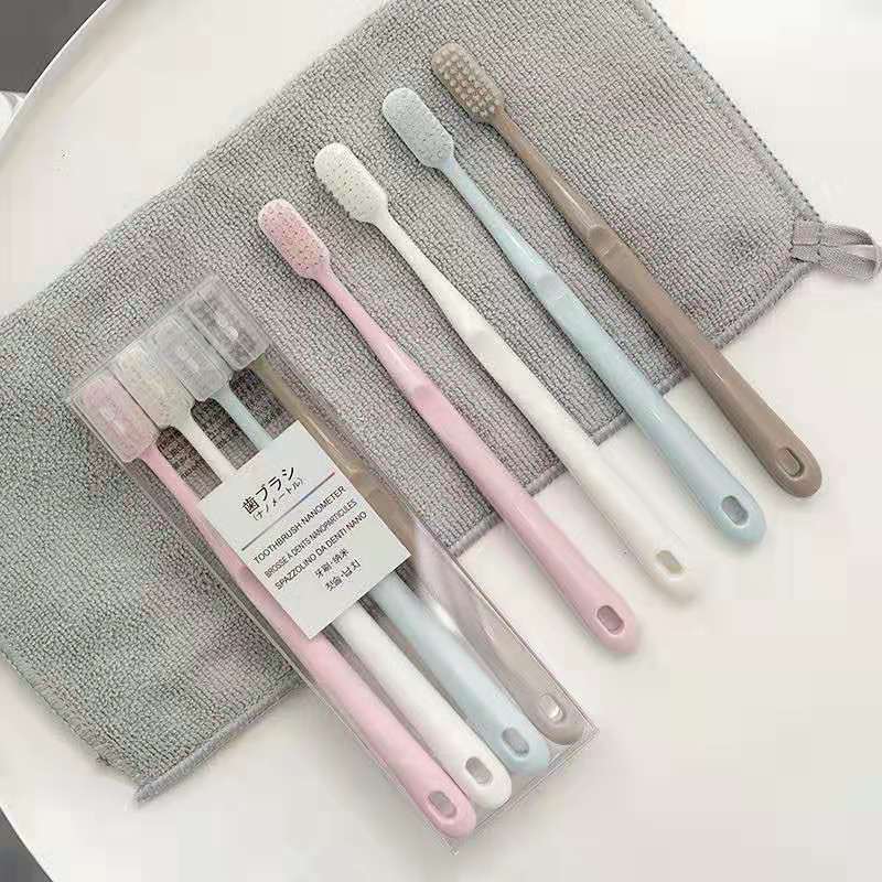 Simple soft hair toothbrush with protective cover household men and women fine wool adult bamboo charcoal soft hair nano toothbrush set