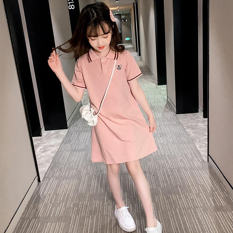 Girls' dress summer dress 2020 new style net red foreign style children summer big children Polo little girl princess skirt