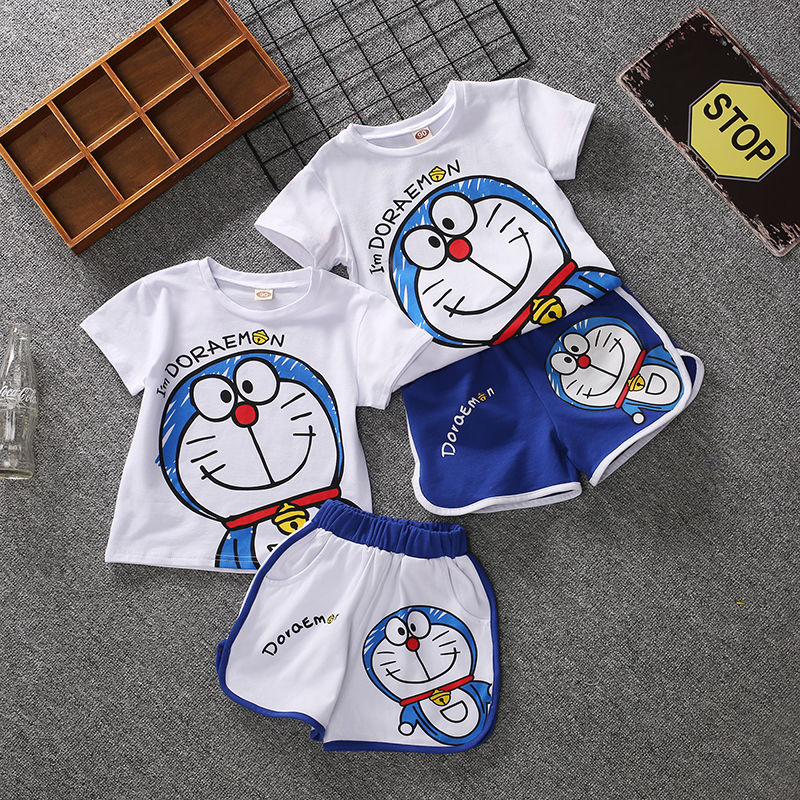 Cotton baby summer short sleeve boys' summer baby foreign style half sleeve Shorts Girls' two piece cartoon