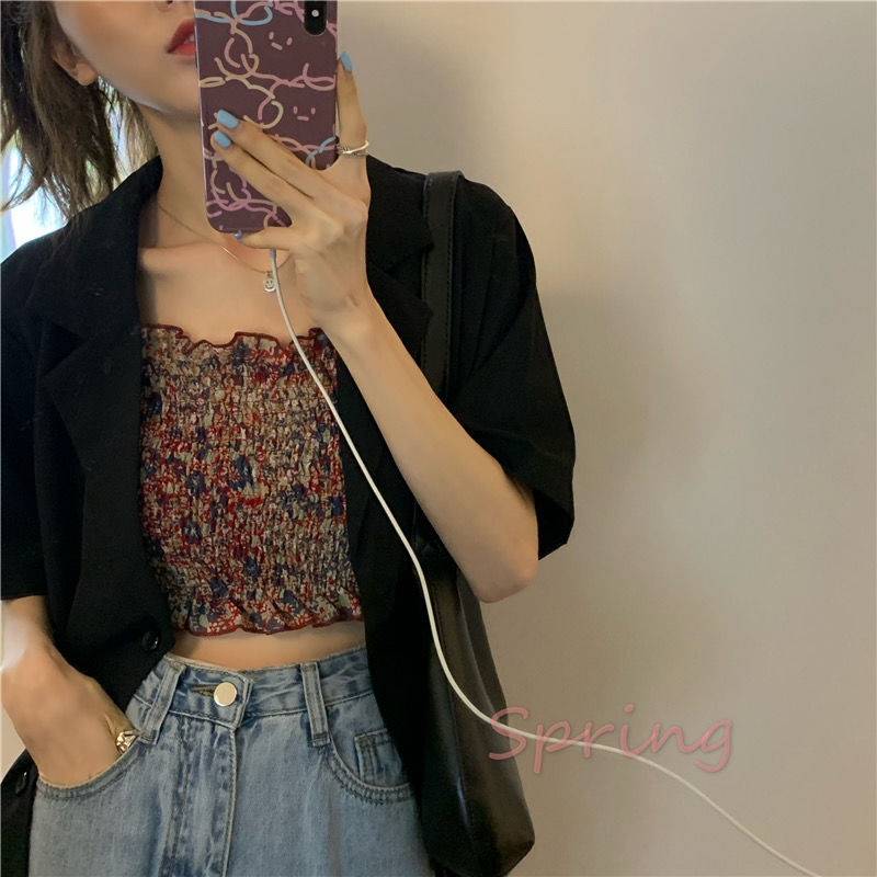 Summer 2020 new Korean network red thin small suit coat for women's versatile casual loose short sleeve suit top