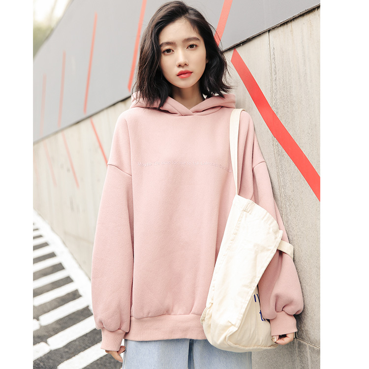 Real shot spring minority basic multicolor long sleeve coat loose Pullover fleece Hooded Sweater