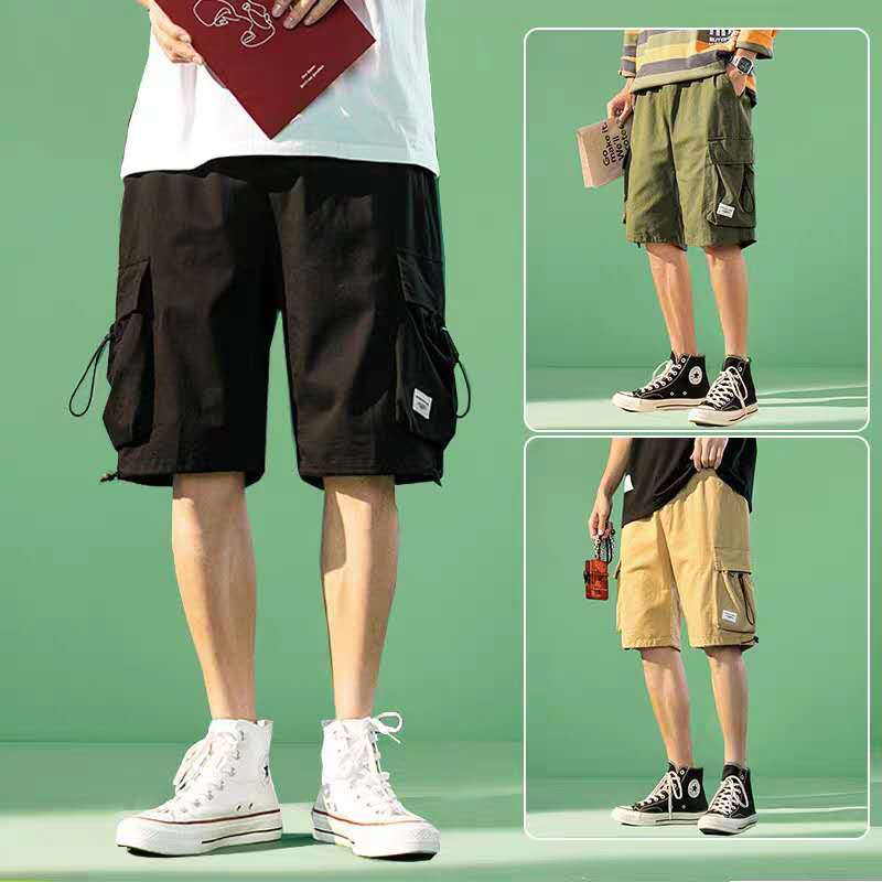 Tooling shorts men's summer thin Capris loose casual pants trend men's pants versatile high street breeches big size