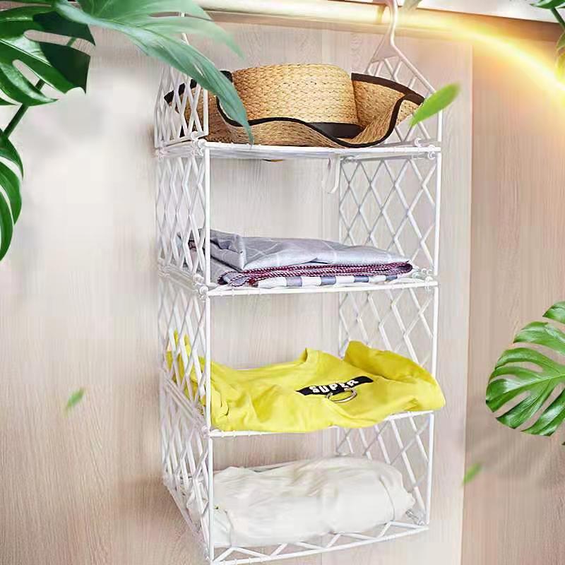 Wardrobe layered storage rack bedroom multilayer storage rack clothes finishing rack wardrobe clothes hanging basket dormitory artifact