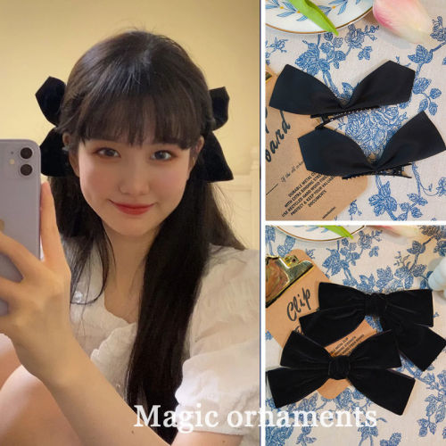 Jisoo Zhixiu Jennie's same duck's beak clip black small bow hairpin headdress headdress hair cord hairpin