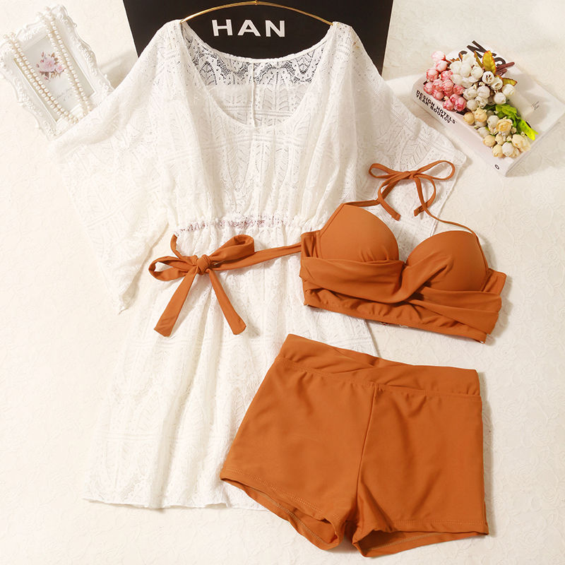 2020 new swimsuit women's three piece suit Korean hot spring conservative women's sexy belly covering slim split swimsuit