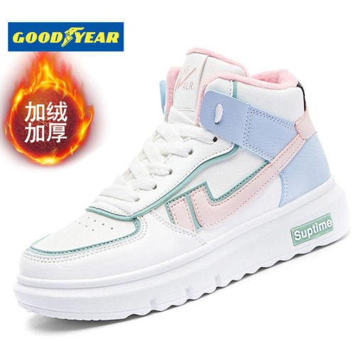 Goodyear air force No. 1 Cherry Blossom 2020 winter new women's shoes autumn winter board shoes versatile High Top Sneakers women's winter
