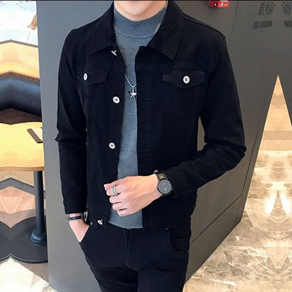 Men's denim jacket autumn and winter new style slim fit versatile solid color denim jacket men's clothes handsome coat fashion